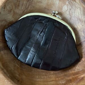 Vintage eelskin double kiss lock coin purse